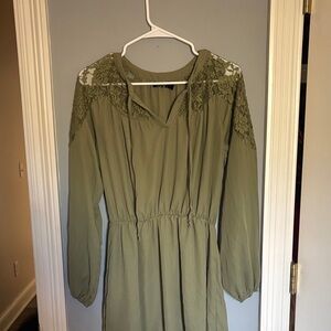 Olive Green Lace Detail Blouse